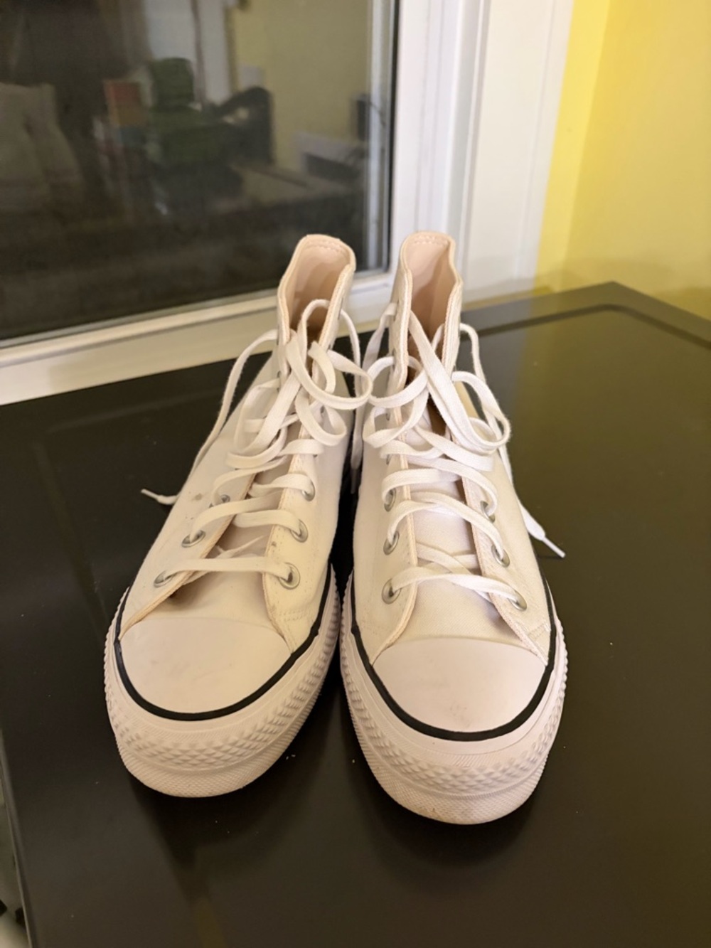 Converse High Top Canvas Sneakers in Beige